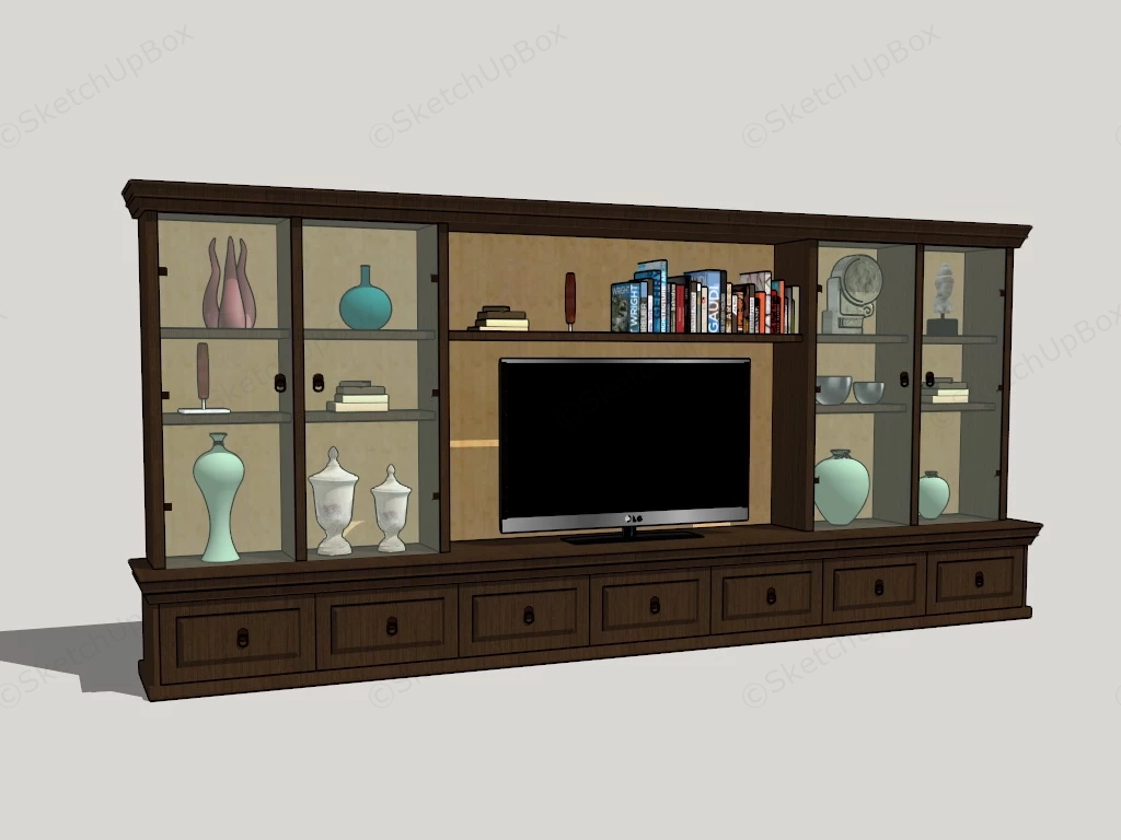 TV Unit With Storage sketchup model preview - SketchupBox