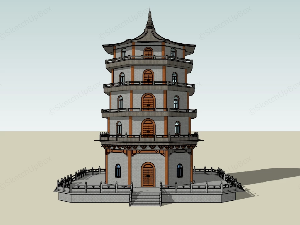 Chinese Buddhist Pagoda sketchup model preview - SketchupBox