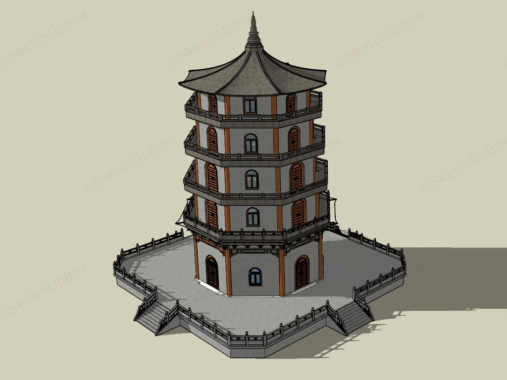 Chinese Buddhist Pagoda sketchup model preview - SketchupBox