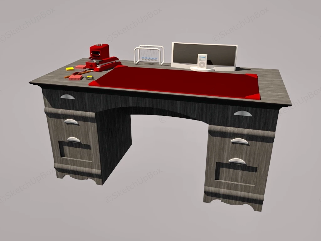 Vintage Home Office Desk sketchup model preview - SketchupBox