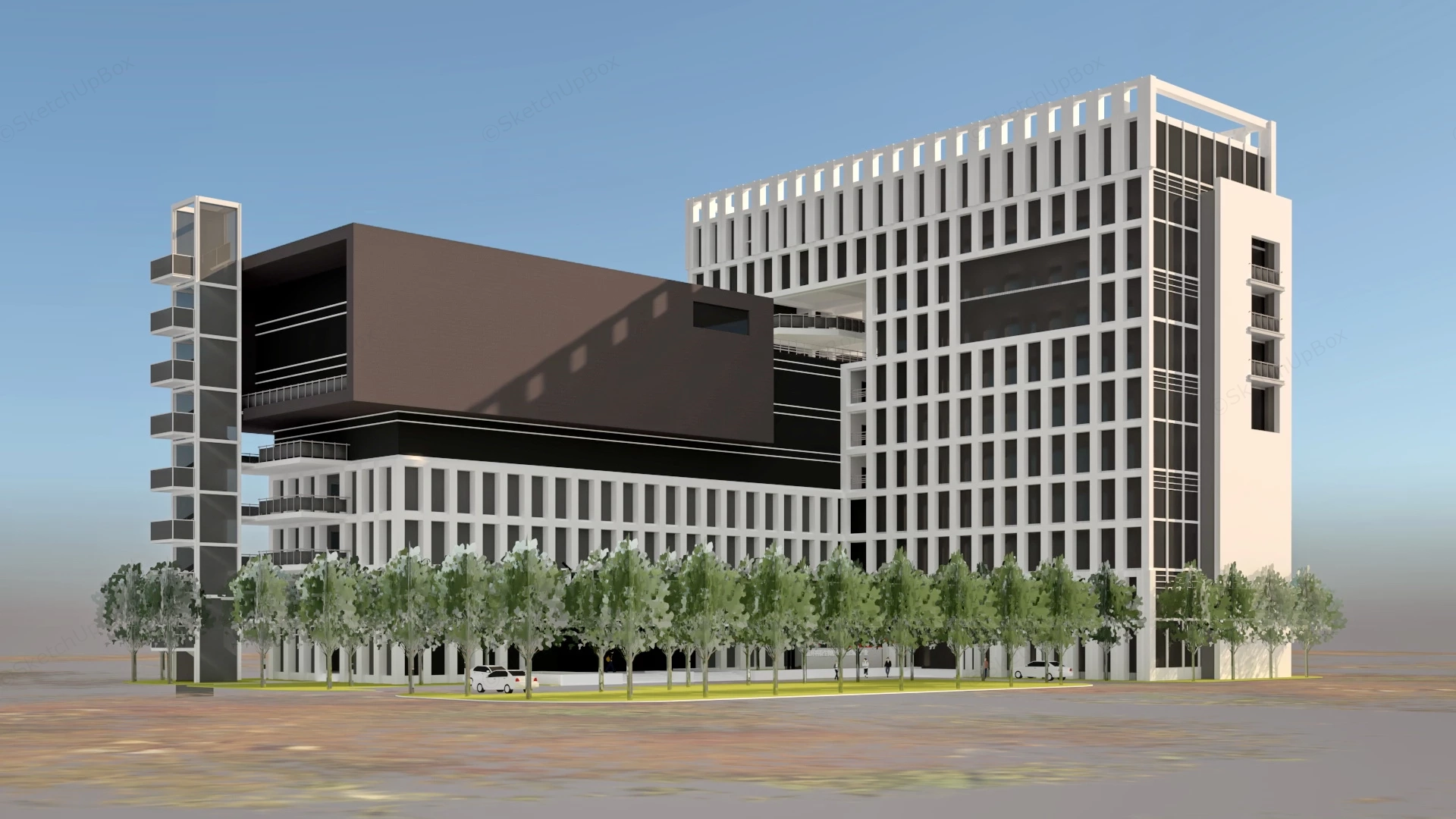 Modern Corporate Office Building sketchup model preview - SketchupBox