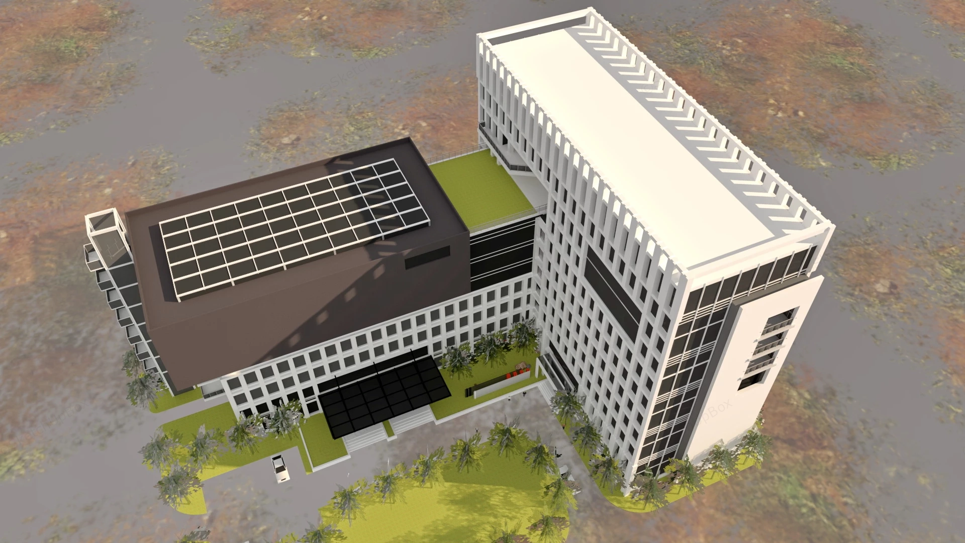 Modern Corporate Office Building sketchup model preview - SketchupBox
