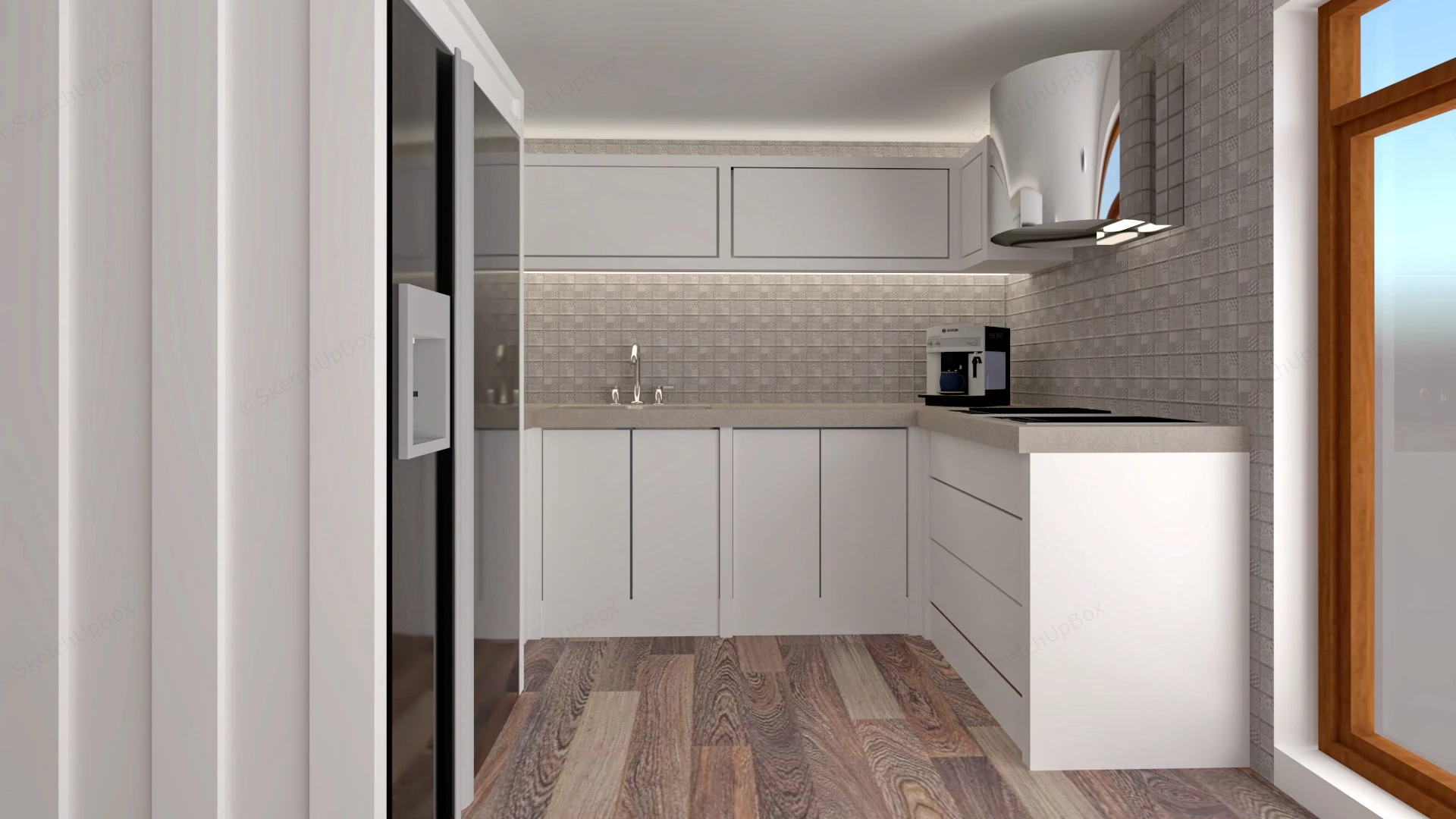 Small White Kitchen sketchup model preview - SketchupBox