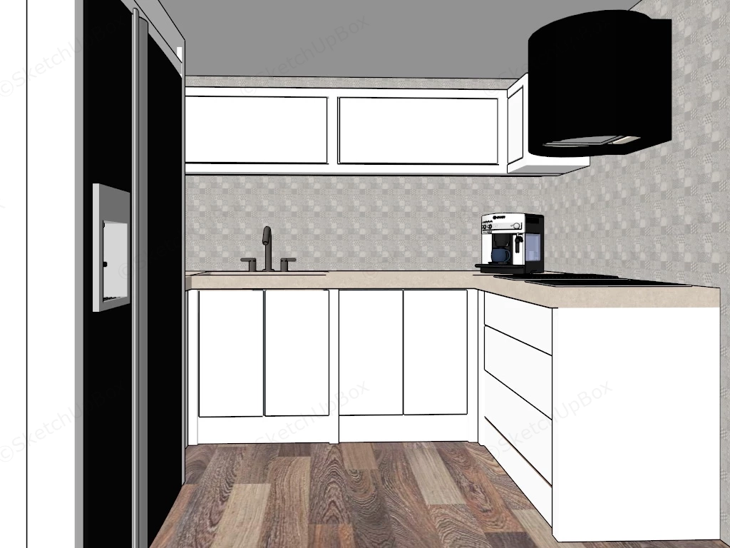 Small White Kitchen sketchup model preview - SketchupBox