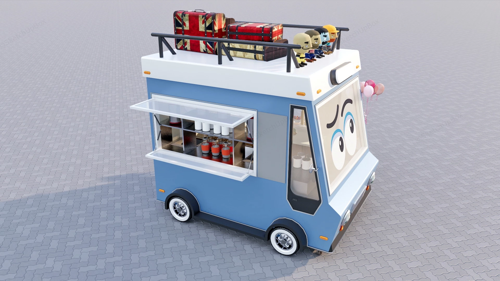 Cute Ice Cream Van sketchup model preview - SketchupBox