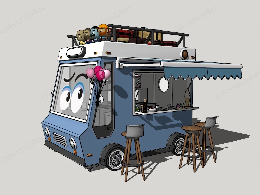 Cute Ice Cream Van sketchup model preview - SketchupBox
