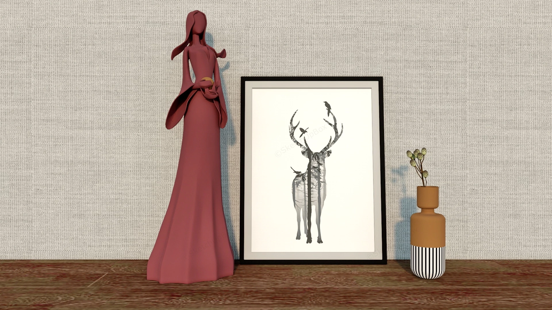 Art Deco Lady Figurine sketchup model preview - SketchupBox