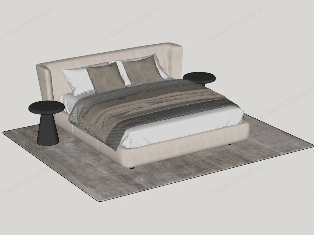 3 Piece Upholstered Bed Set sketchup model preview - SketchupBox