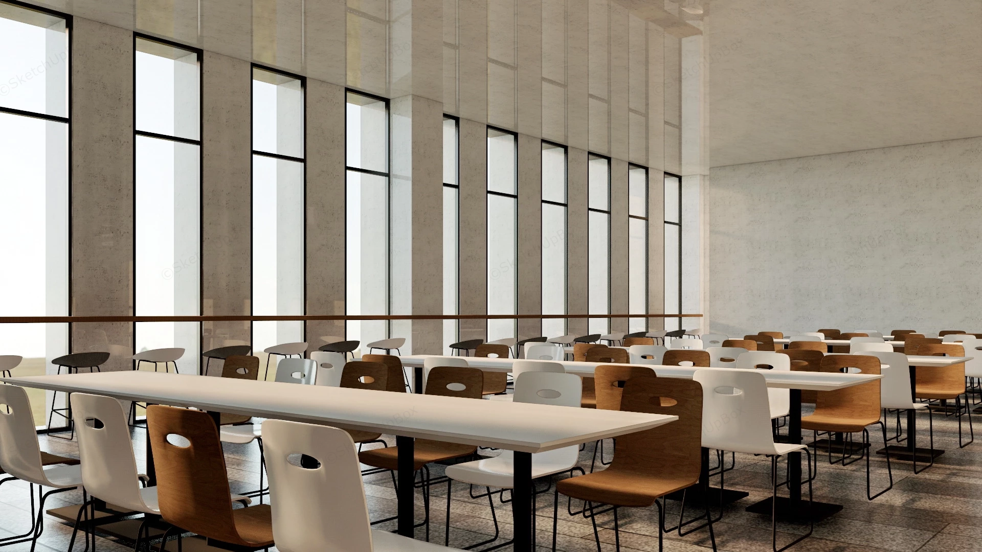 College Cafeteria Design sketchup model preview - SketchupBox