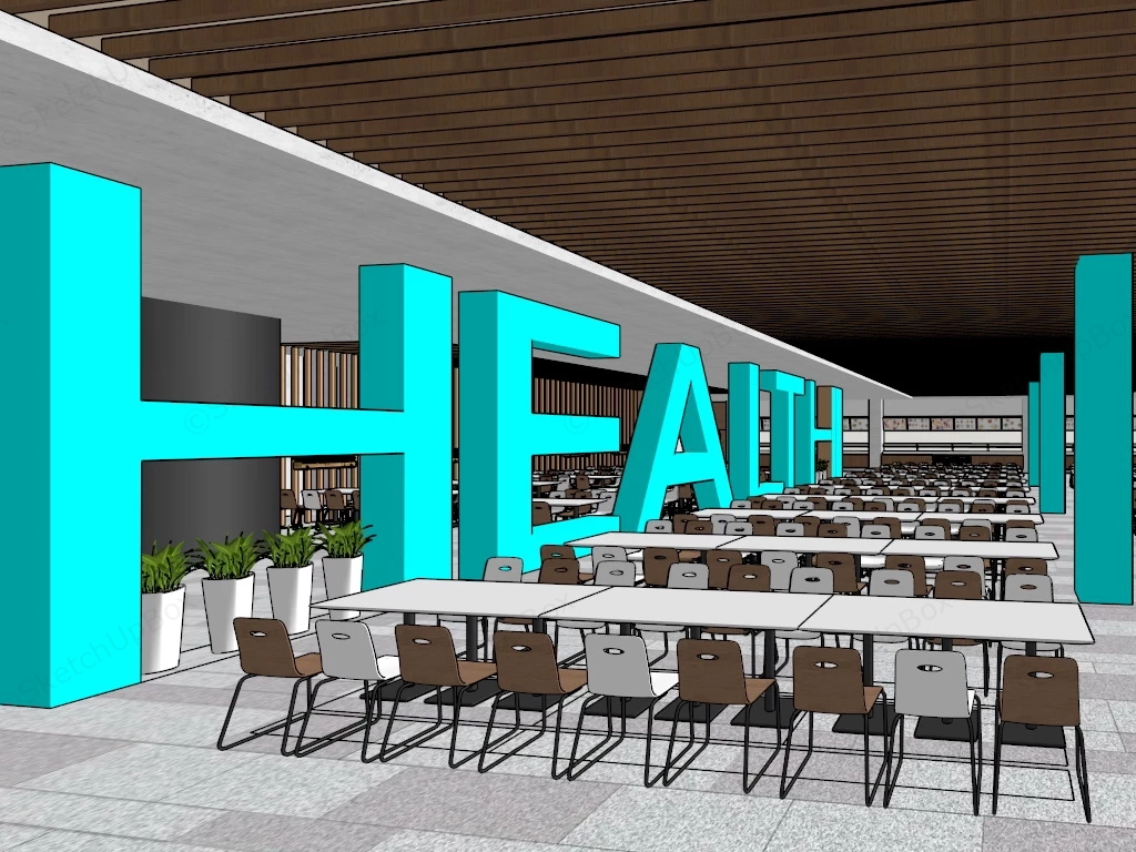 College Cafeteria Design sketchup model preview - SketchupBox