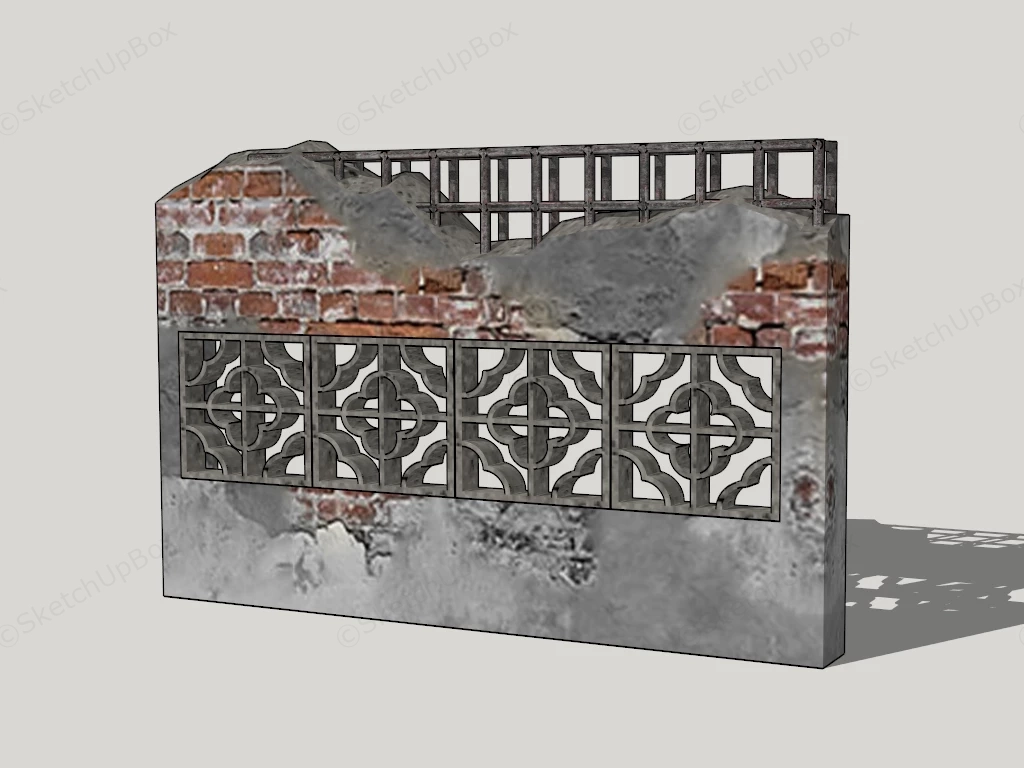 Ruined Wall sketchup model preview - SketchupBox