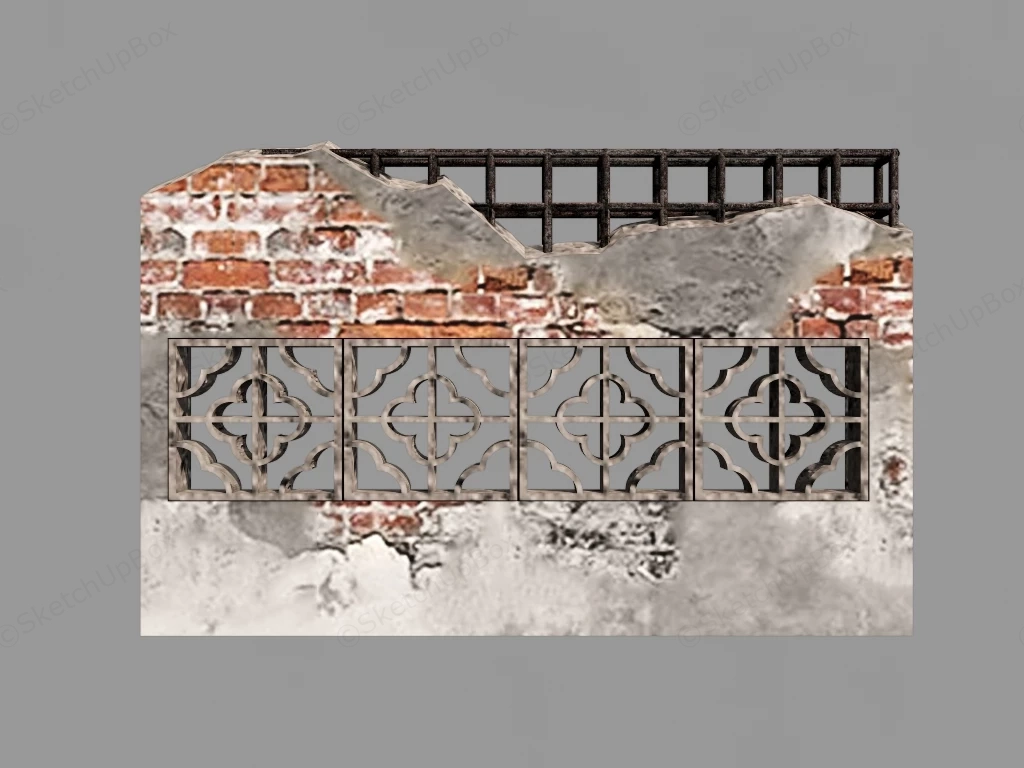 Ruined Wall sketchup model preview - SketchupBox