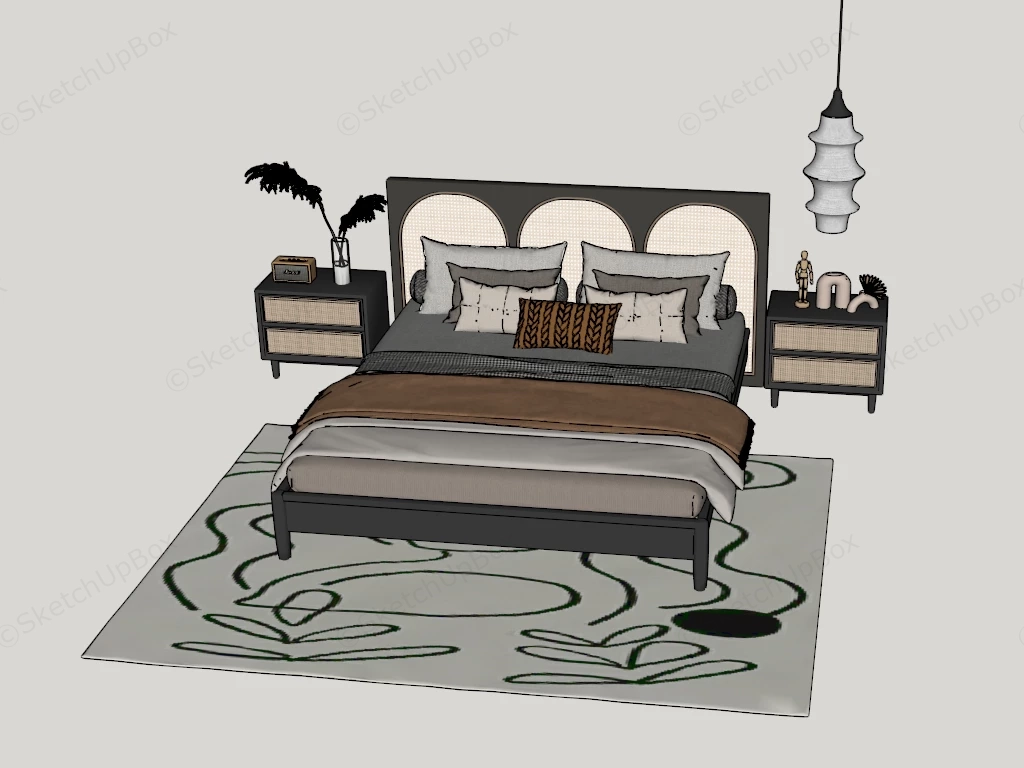 Vintage Modern Bedroom Set sketchup model preview - SketchupBox
