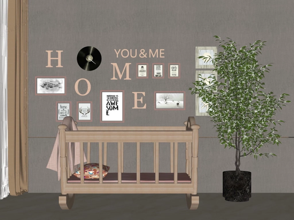Rocking Baby Crib sketchup model preview - SketchupBox