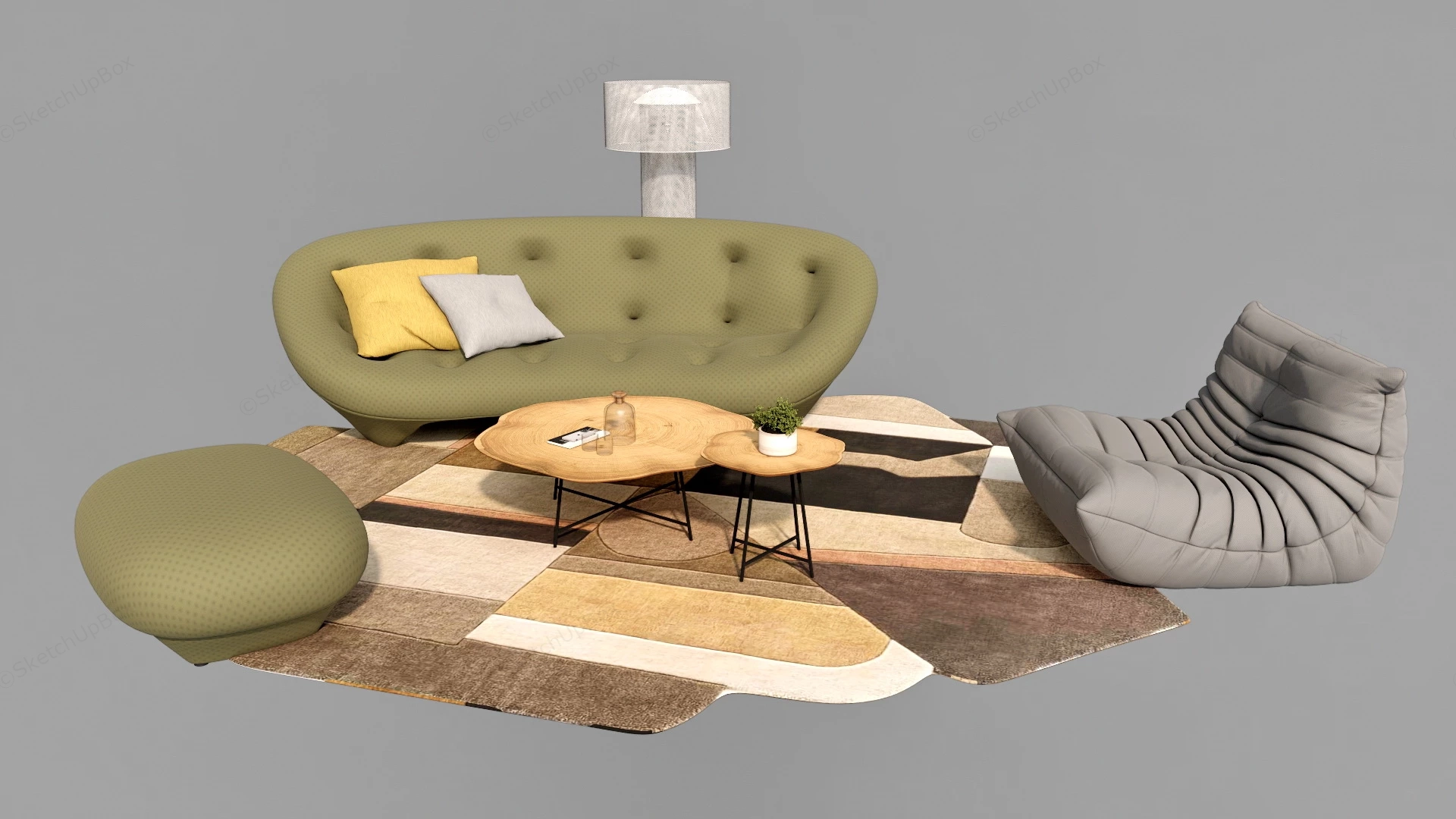Bean Bag Sofa Set sketchup model preview - SketchupBox