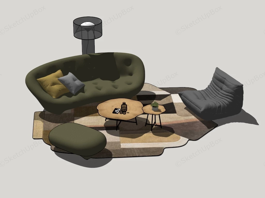 Bean Bag Sofa Set sketchup model preview - SketchupBox