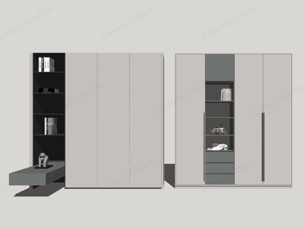 Modern Wardrobe Closet Design sketchup model preview - SketchupBox