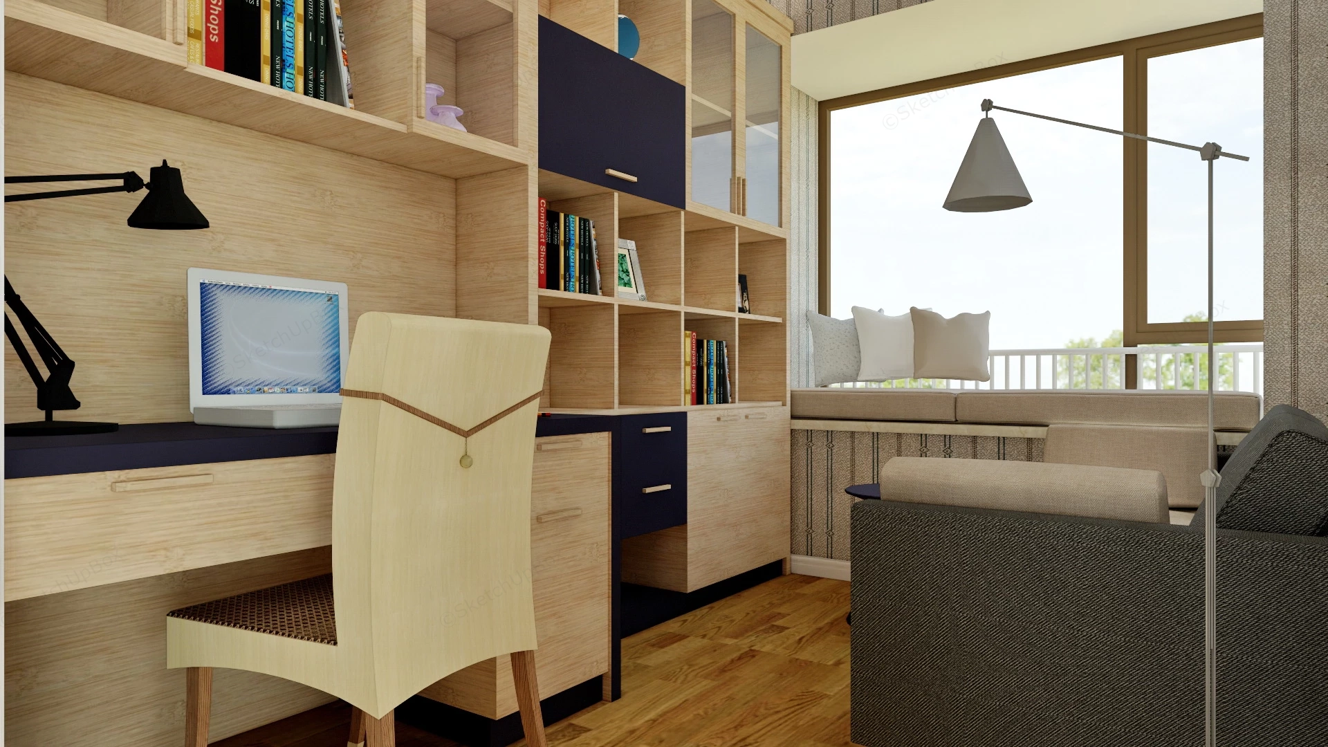 Small Home Office Design sketchup model preview - SketchupBox