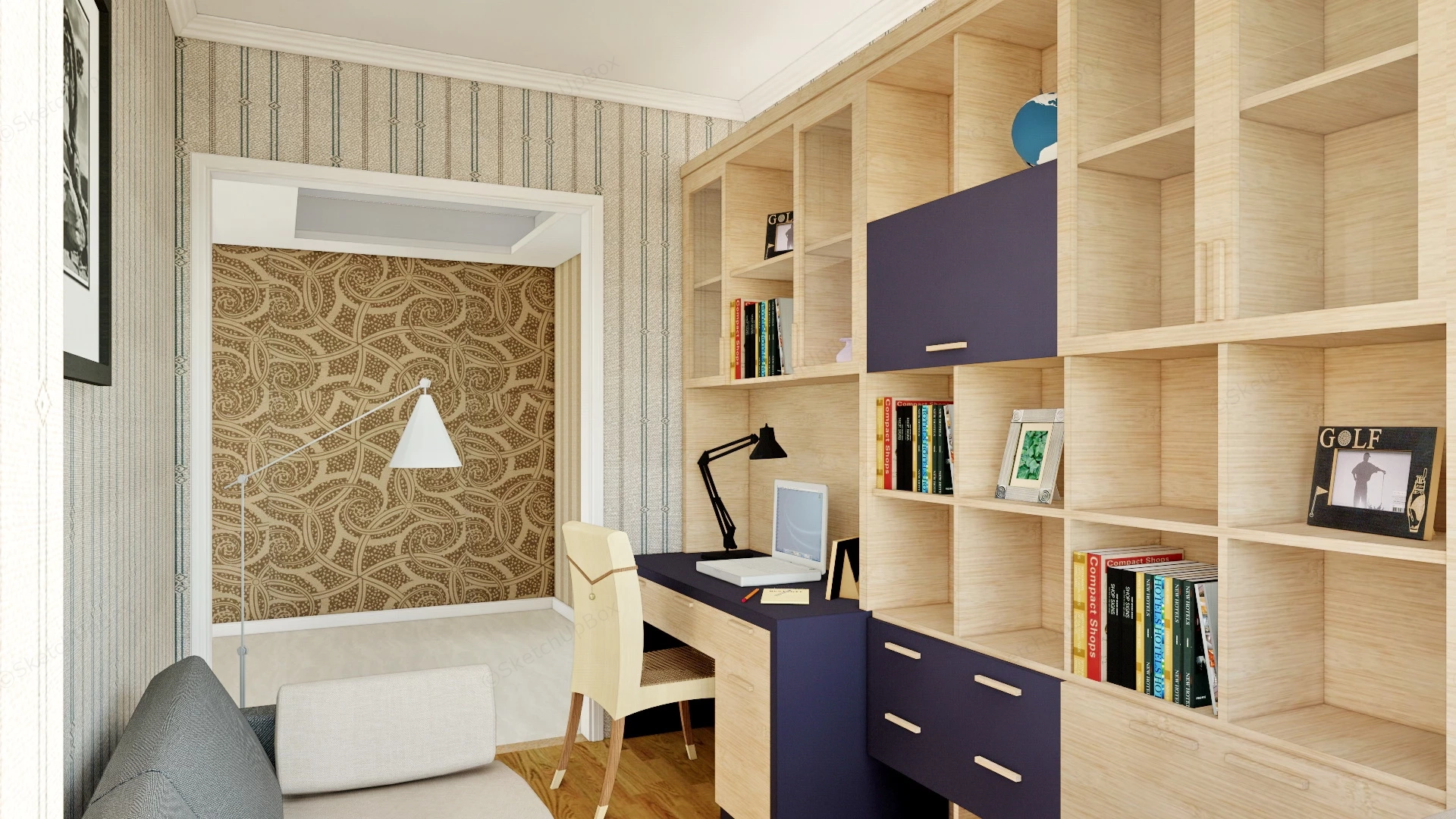 Small Home Office Design sketchup model preview - SketchupBox