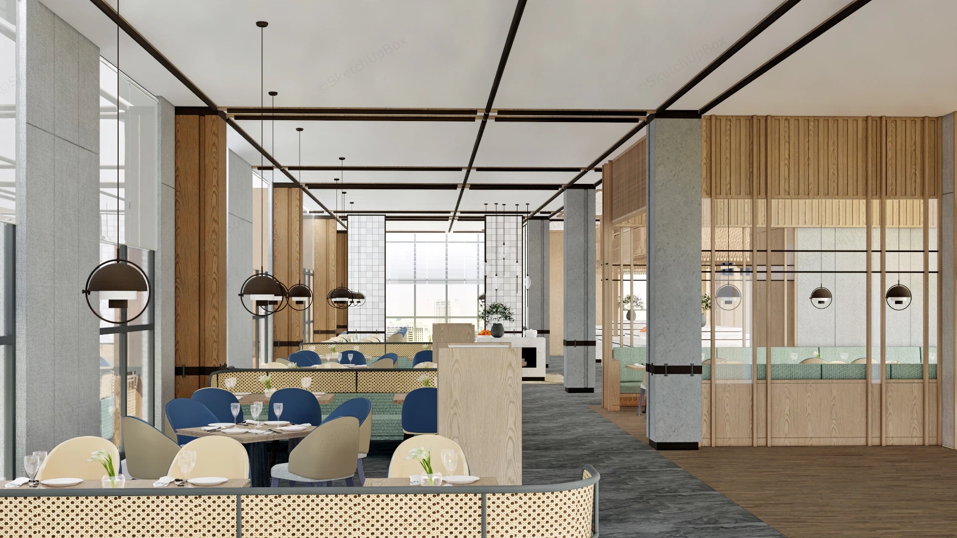 Traditional Restaurant Design sketchup model preview - SketchupBox