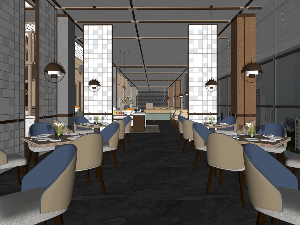 Traditional Restaurant Design sketchup model preview - SketchupBox