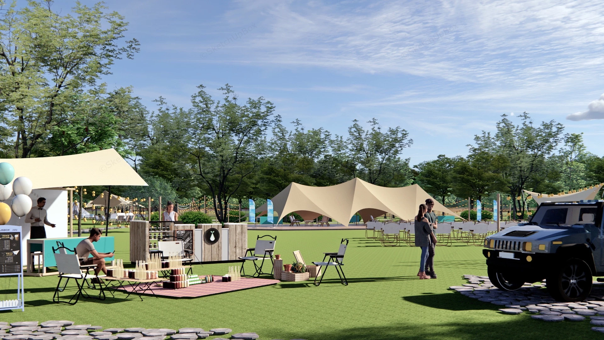 Holiday Park Campground sketchup model preview - SketchupBox