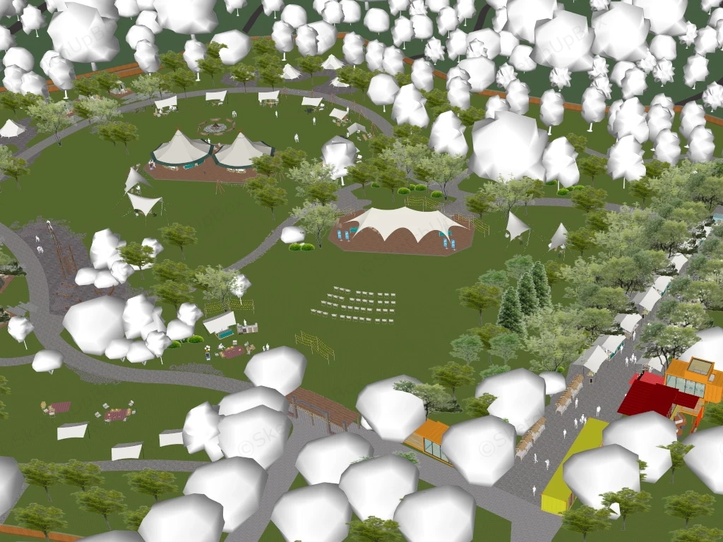 Holiday Park Campground sketchup model preview - SketchupBox