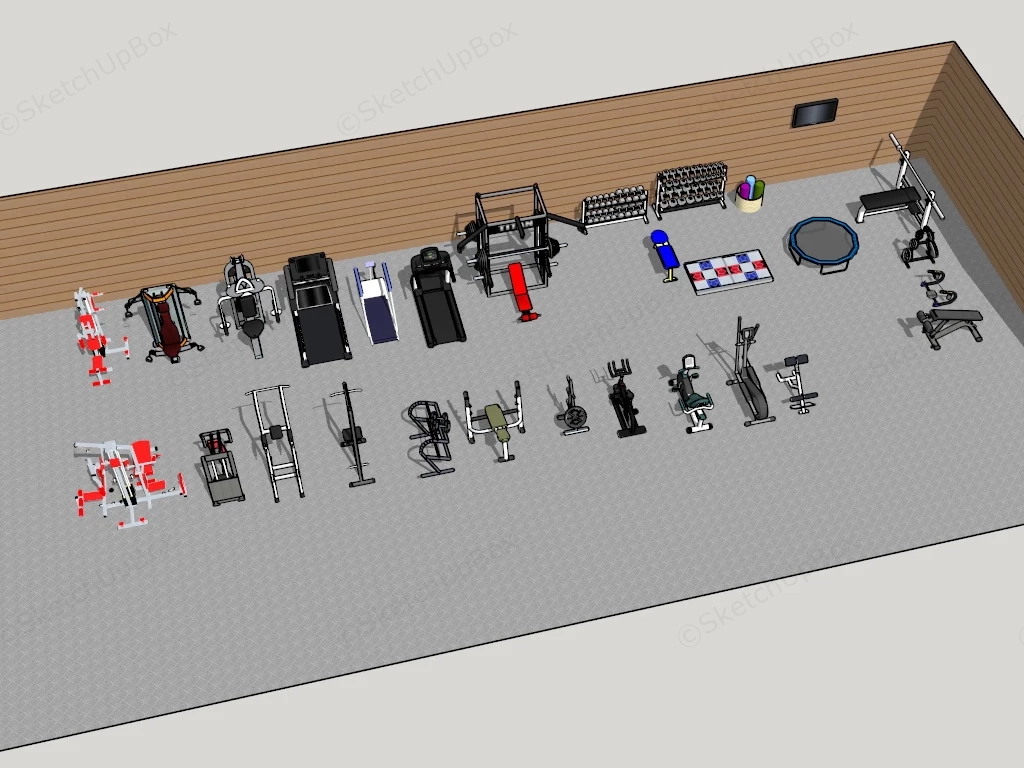 Gym Fitness Center Equipment sketchup model preview - SketchupBox