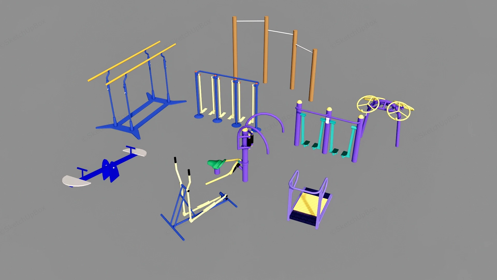 Adult Outdoor Exercise Equipment sketchup model preview - SketchupBox