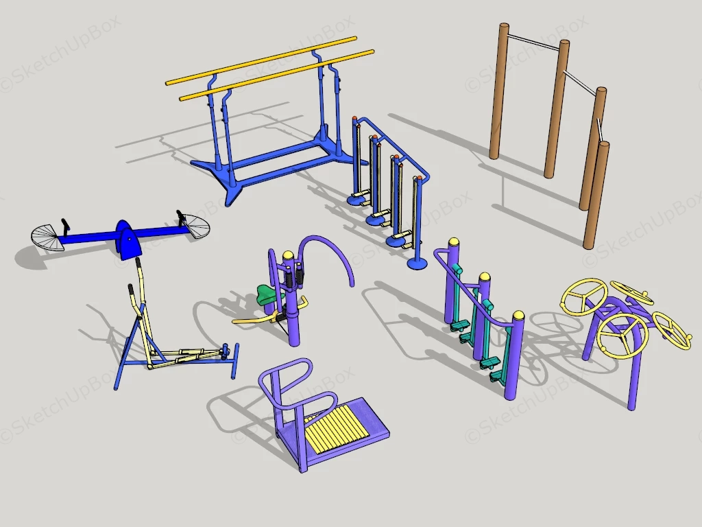 Adult Outdoor Exercise Equipment sketchup model preview - SketchupBox