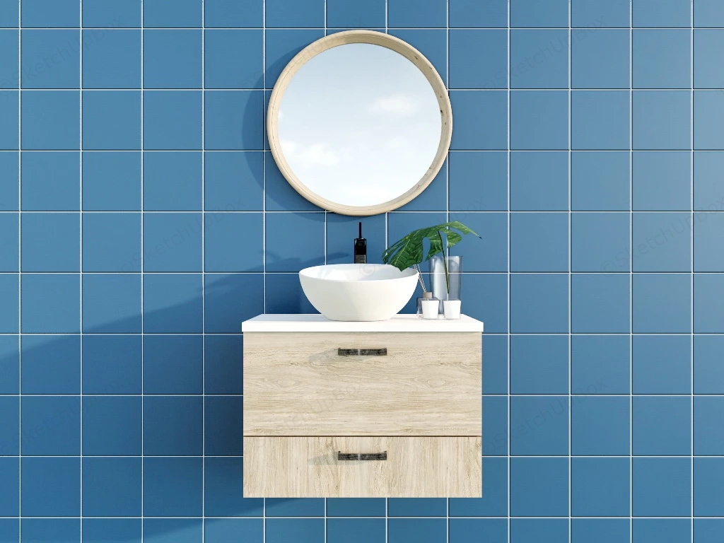 Wall Mount Single Bathroom Vanity sketchup model preview - SketchupBox