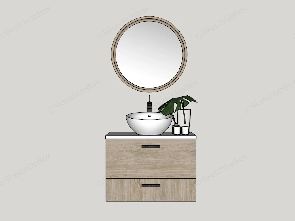 Wall Mount Single Bathroom Vanity sketchup model preview - SketchupBox
