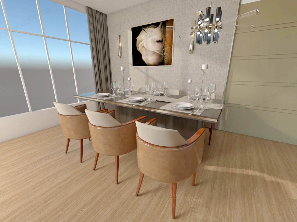 Contemporary Dining Room Set sketchup model preview - SketchupBox