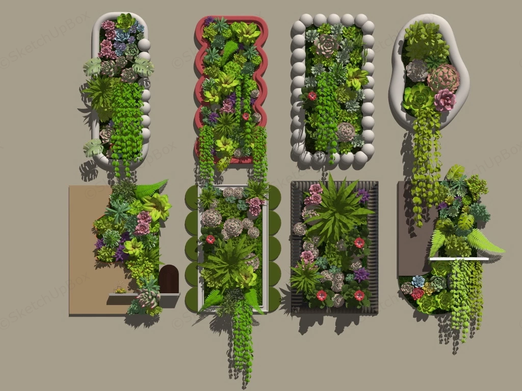 Succulent Wall Arrangement sketchup model preview - SketchupBox