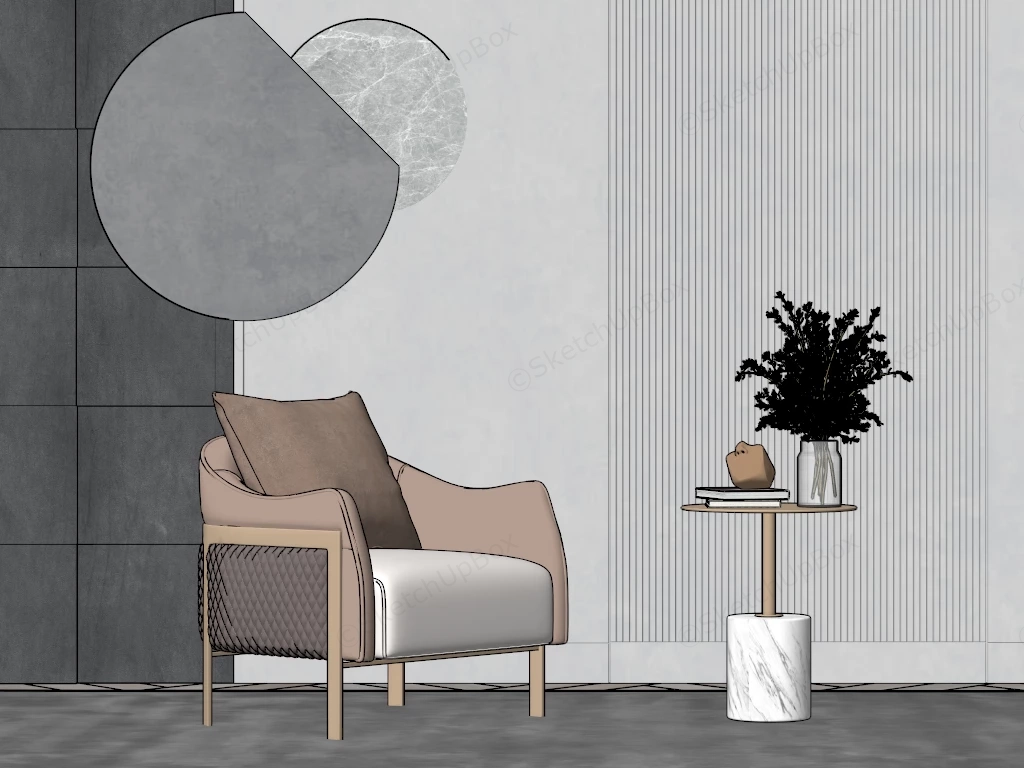 Armchair And Table Set sketchup model preview - SketchupBox