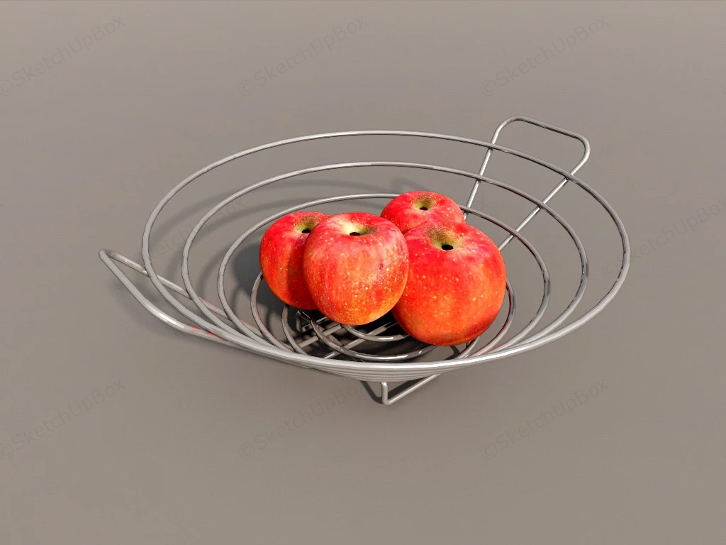Red Apples In Wire Bowl sketchup model preview - SketchupBox