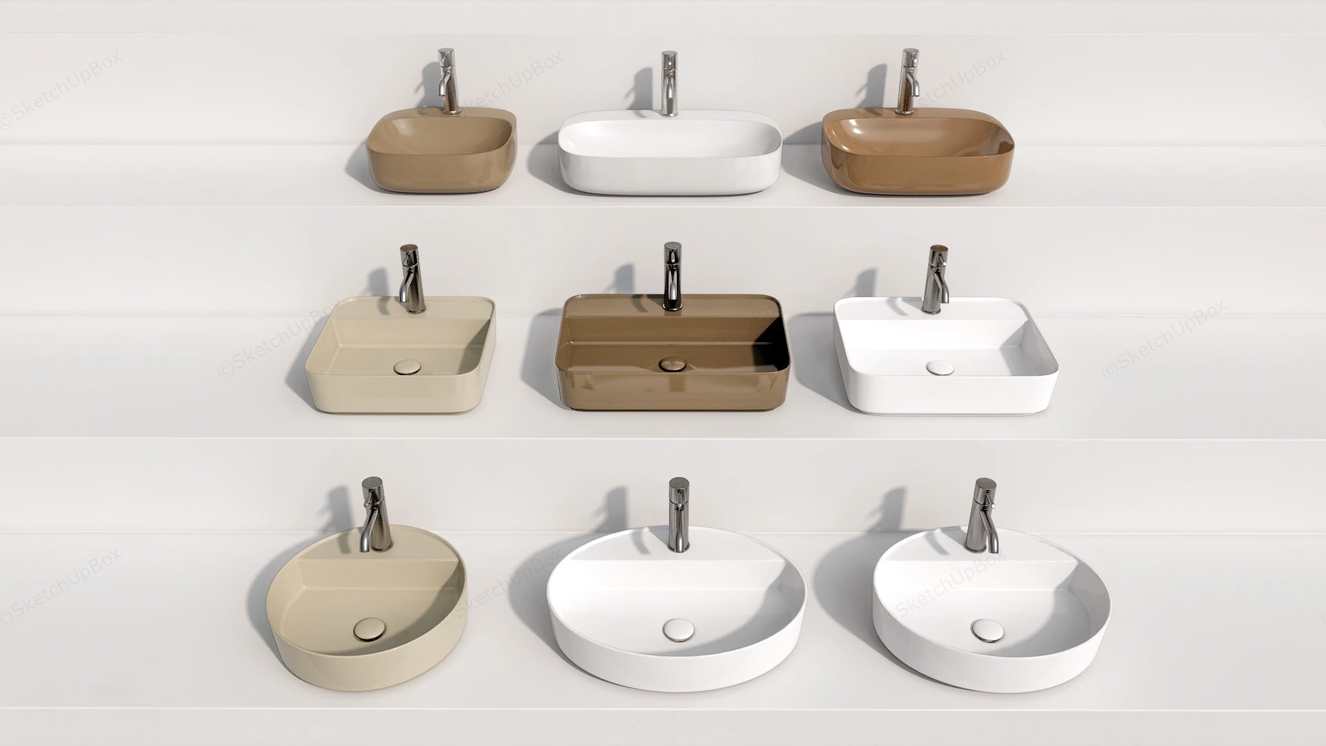 Modern Bathroom Basin Sinks sketchup model preview - SketchupBox