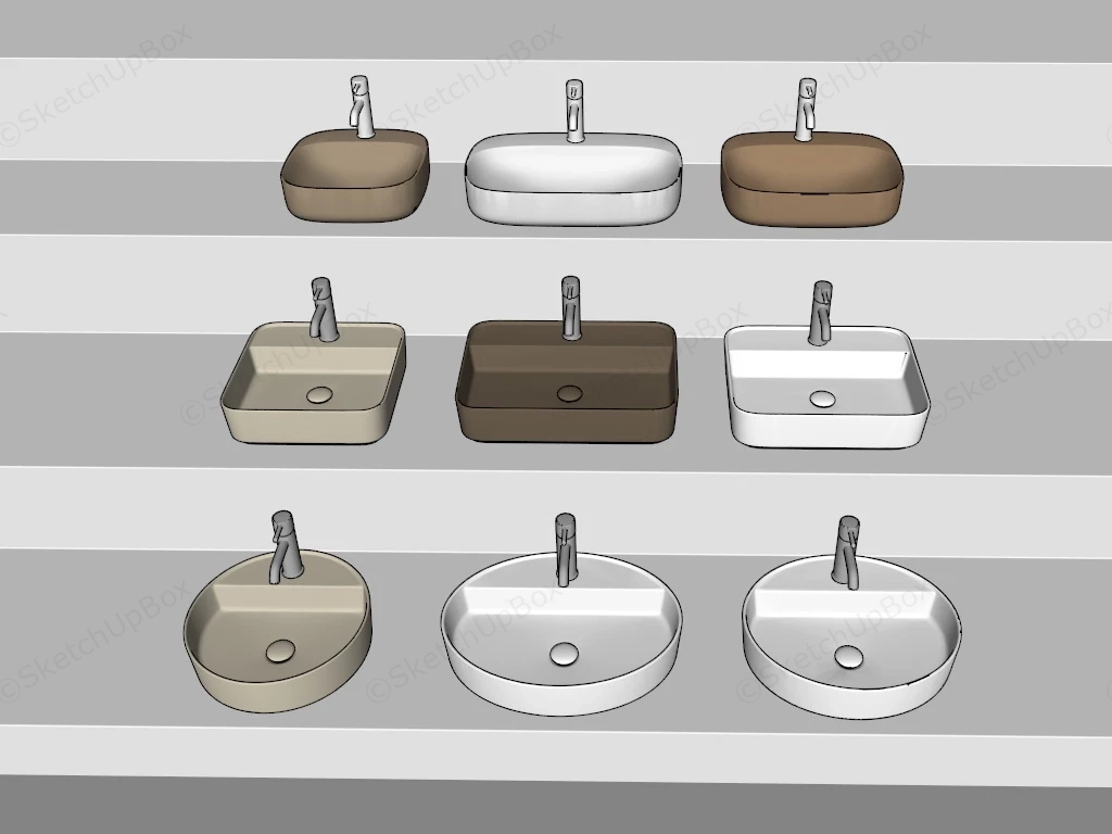 Modern Bathroom Basin Sinks sketchup model preview - SketchupBox