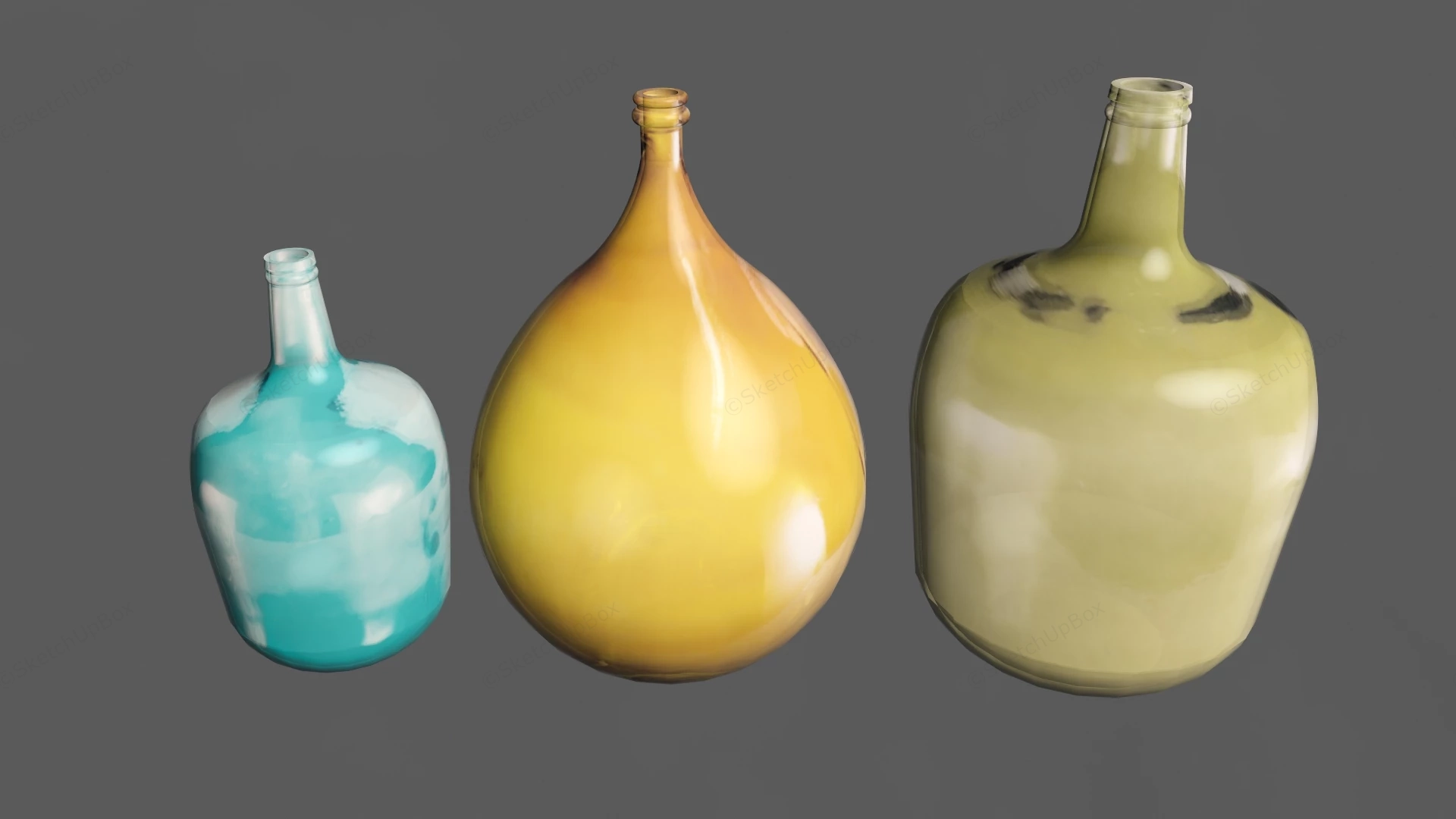 Colourful Glass Vases sketchup model preview - SketchupBox