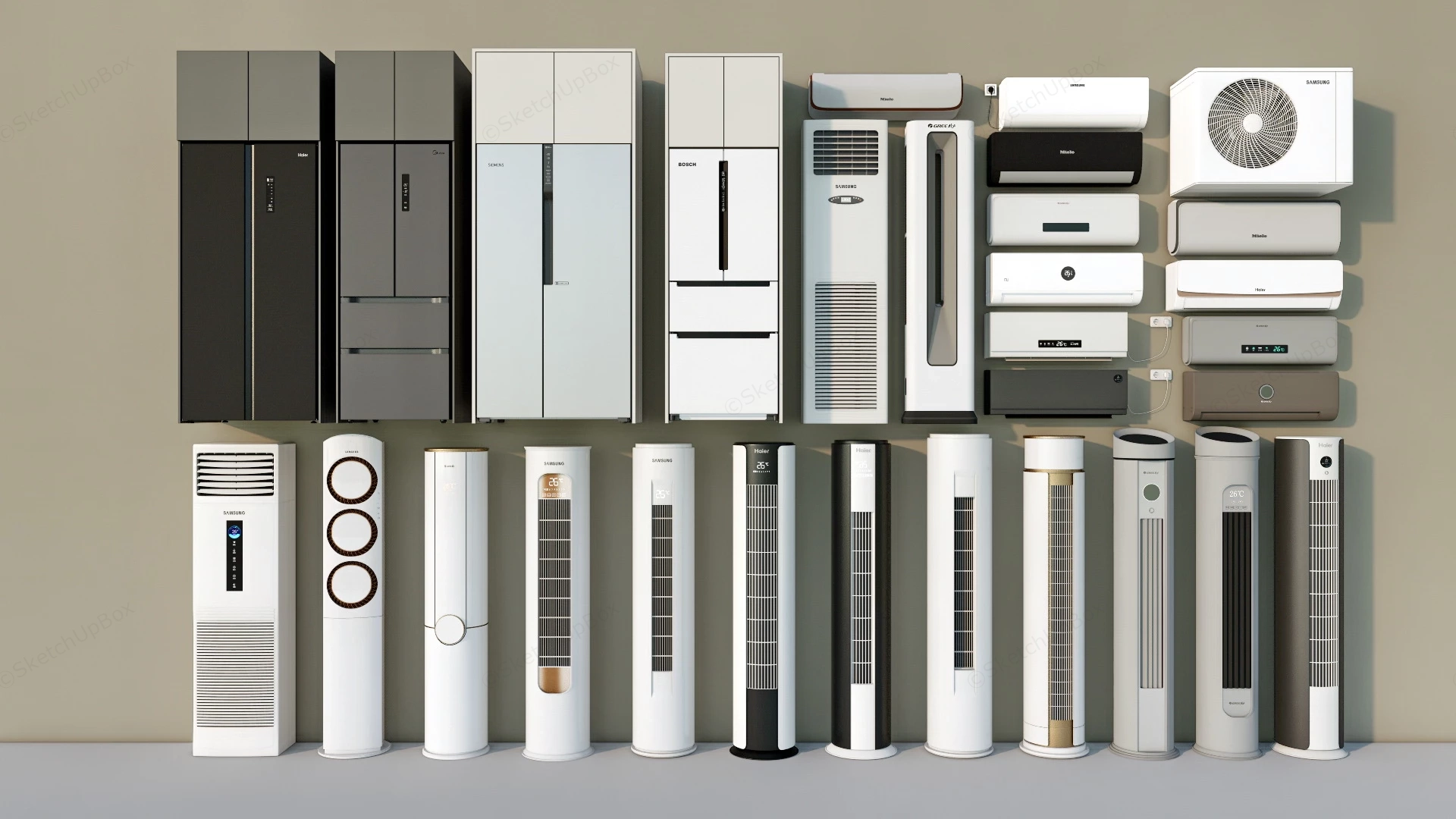 Modern Refrigerators And Air Conditioners sketchup model preview - SketchupBox