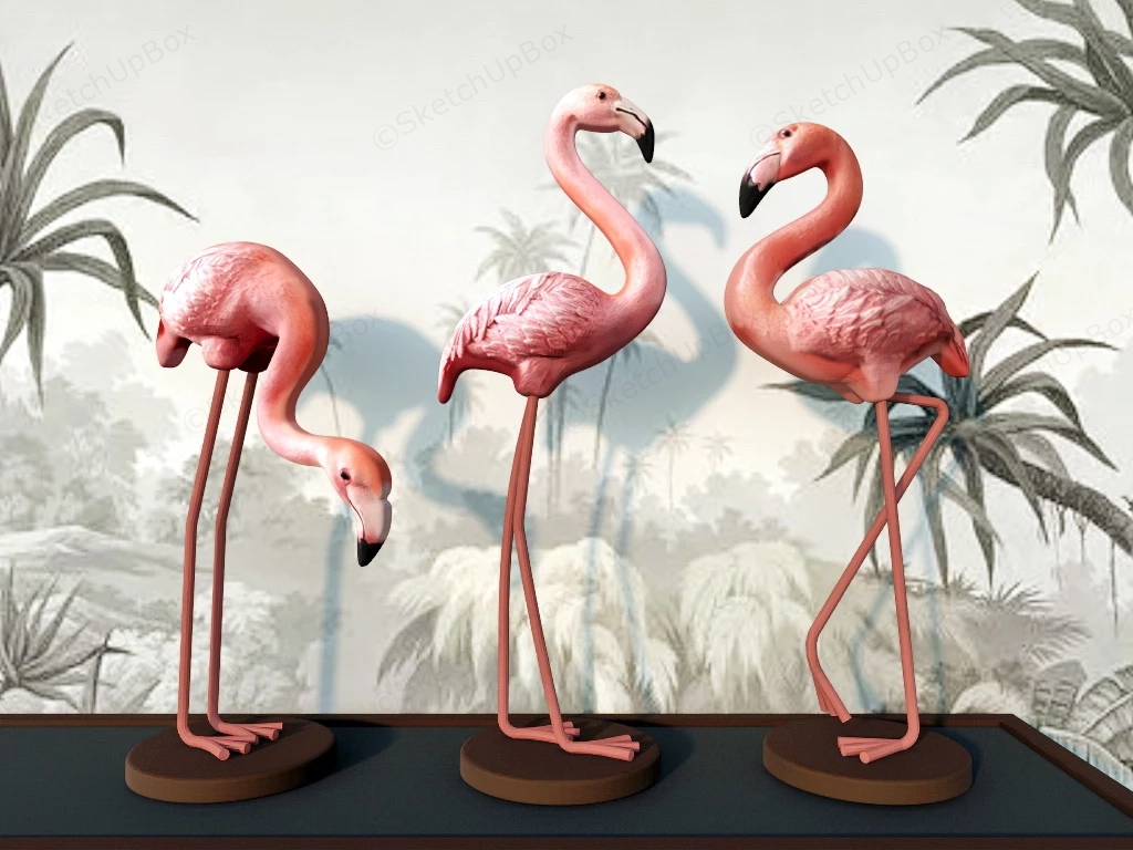 Pink Flamingo Figurines sketchup model preview - SketchupBox