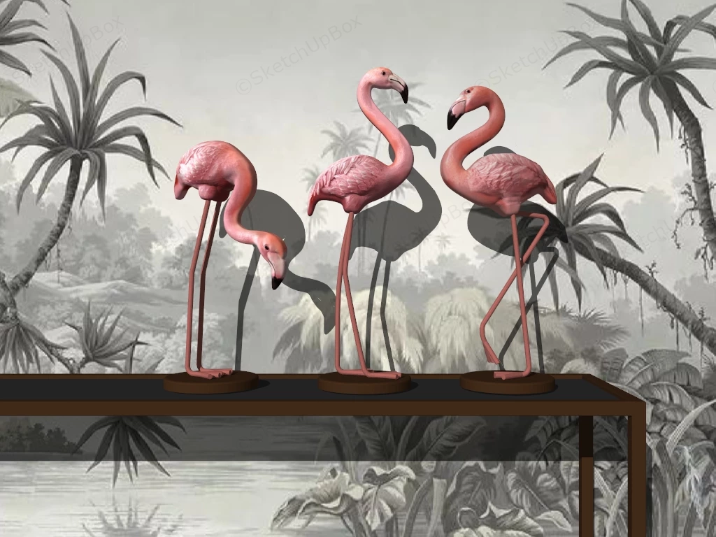 Pink Flamingo Figurines sketchup model preview - SketchupBox