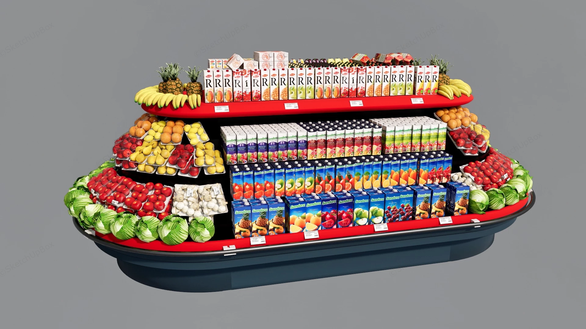 Supermarket Fruit And Vegetable Display Stand sketchup model preview - SketchupBox