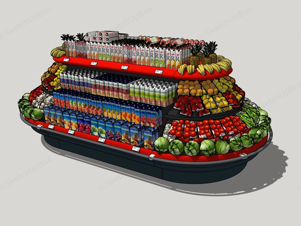 Supermarket Fruit And Vegetable Display Stand sketchup model preview - SketchupBox