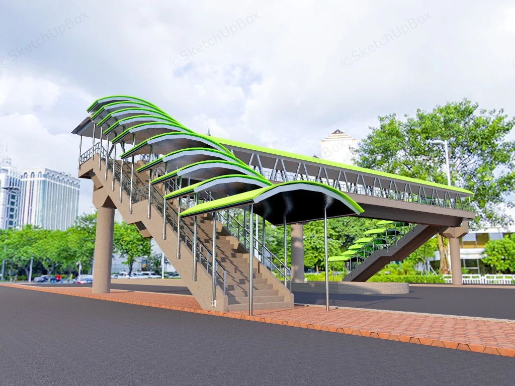 Modern Pedestrian Bridge sketchup model preview - SketchupBox
