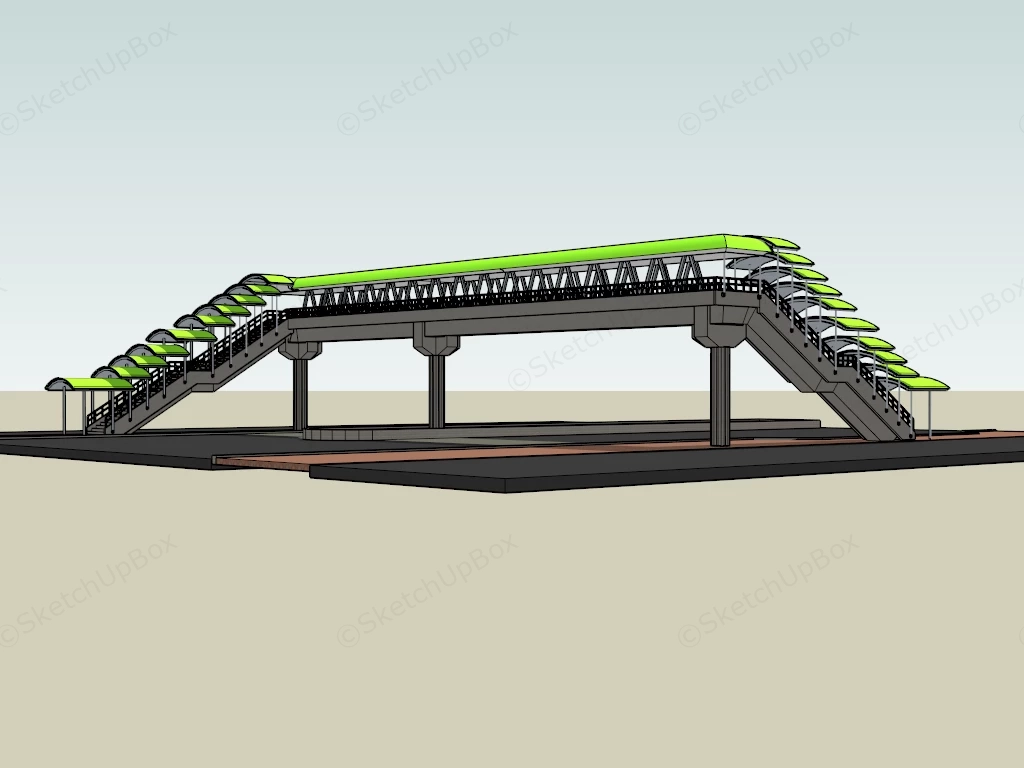 Modern Pedestrian Bridge sketchup model preview - SketchupBox