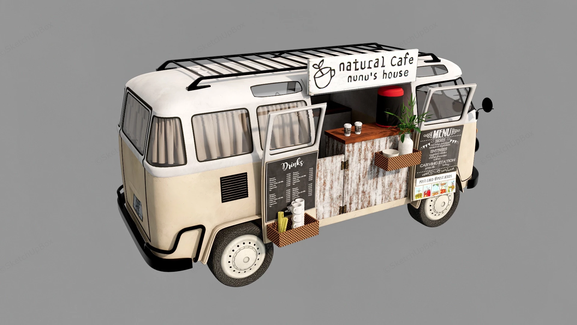 Vintage Volkswagen Coffee Van sketchup model preview - SketchupBox