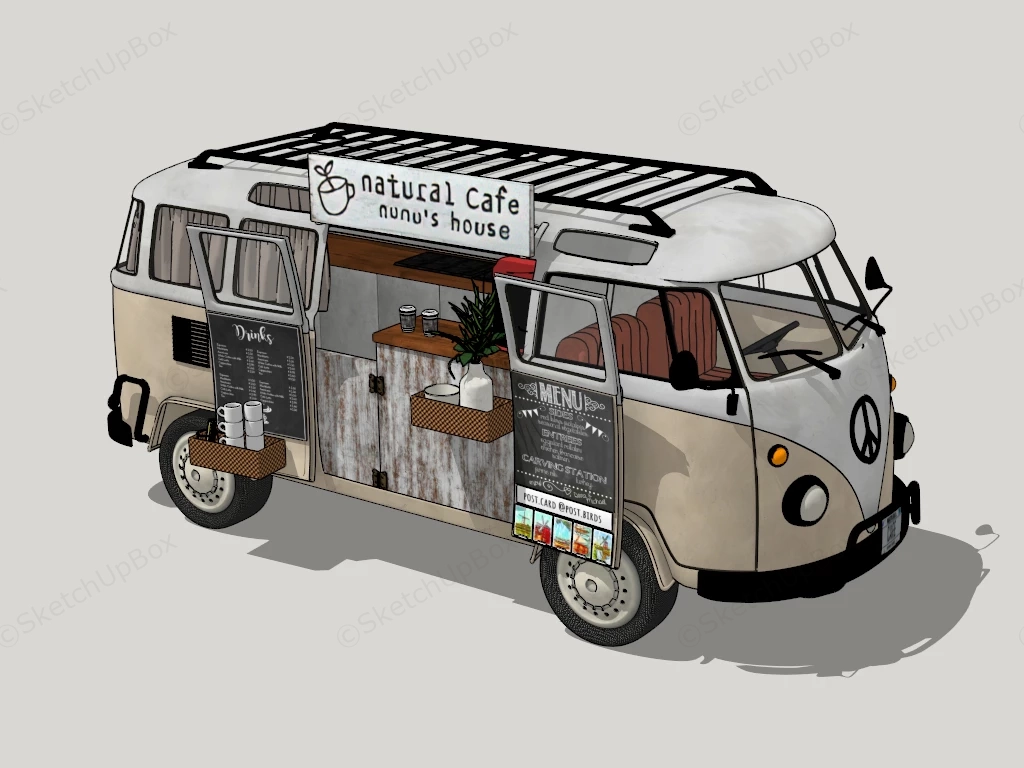 Vintage Volkswagen Coffee Van sketchup model preview - SketchupBox