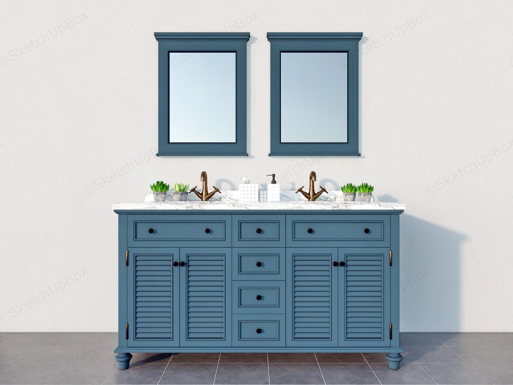 Blue Painted Bathroom Vanity sketchup model preview - SketchupBox
