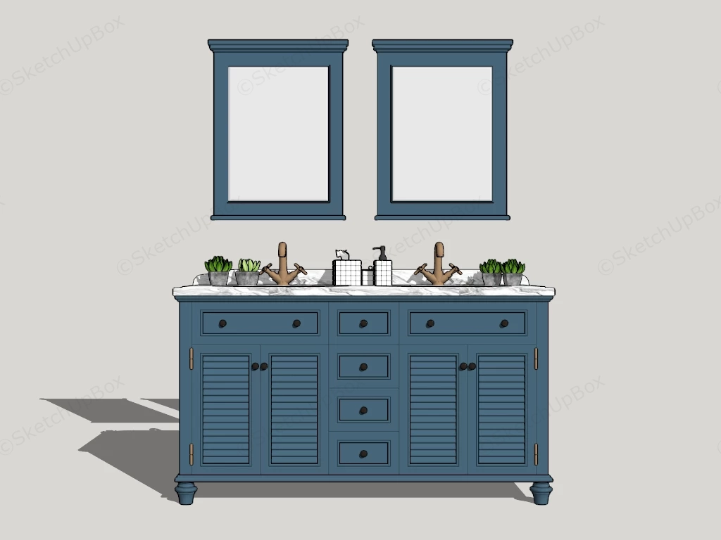 Blue Painted Bathroom Vanity sketchup model preview - SketchupBox